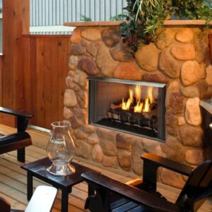 Villa outdoor gas fireplace
